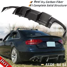 Audi S4 B8 Real Carbon Fiber Rear Bumper Diffuser Lip Spoiler Fit Sedan2008-2012