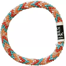 LILY and LAURA "Terra Cotta Sky" Hand Crocheted Beaded Bracelet Nepal