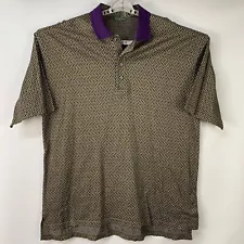 Mens Descente International Collection Polo Golf Shirt Olive Purple Weave XL