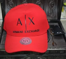 NEW Red Black Armani Exchange Baseball Cap HAT One Size Adjustable 3D AX Logo