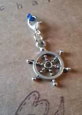 CLIP ON CHARM BOAT SHIPS WHEEL FOR BRACELET KEYRING BAG ZIP PURSE