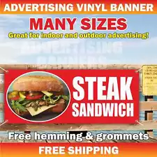 STEAK SANDWICH Advertising Banner Vinyl Mesh Sign Flag sub subway fast food bar