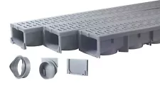 Drainage Trench, Channel Drain With Grate, Gray Plastic - 3 x 39" - (117" Total)