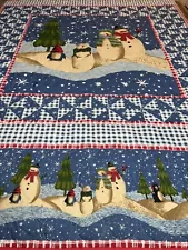 Vintage Inspired Snowman Christmas Quilt 102x85 king #43