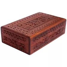 Wooden Jewellery Box for Women Organizer Hand Carved with Carvings Gift Items