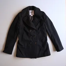 Wool Peacoat US Military Double-breasted Coat Jacket Black Sailor Navy USN 10 L