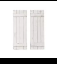 Rustic Barn Wood Shutter Set Of 2 For Wall Decor Window Accents WHITE