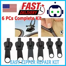 Fix Zipper Zip Slider Repair Instant Kit Removable Rescue Replacement Pack of 6P