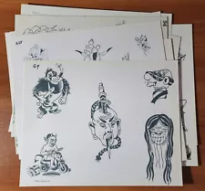 19 Vintage 1980s Shop Used Tattoo Flash Production Sheets Guideline National Ect