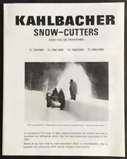 KAHLBACHER Snow Cutters for Tractor Use Agricultural Sales Brochure DEC 1969