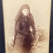 CABINET - woman in full mourning outfit - dress, veil, scarf, gloves. Bid $10.