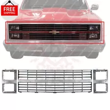 New Front Grille + Headlight Bezels Fits 1983-1984 Chevrolet C/K Series Pickup