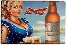 Budweiser Beer Novelty Metal Sign 12" x 8" NEW!