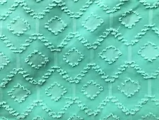 Vtg Textured Tufted Chenille Semi Sheer Dress Fabric 4 Yards Doll Craft Curtain