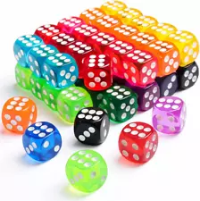 50 Pieces Colored Dice 6 Sided Dice for Board Games 14mm Bulk Dice for Math L