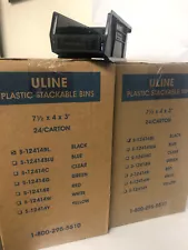 ULINE Stackable Industrial Plastic Bins S-12414BL 7.5x4x3" BLACK 24 bins/box