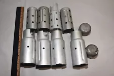 lot of 8 Large METAL TUBE SHIELDS and 2 metal caps