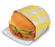 2000 Sandwich Burger Foil/Paper Honeycomb Insulated Wrap 13"x10.5” Yellow Check