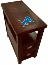 End Table Cherry Finish Nightstand Accent Table with Drawer and a NFL Team Logo