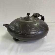 Artisan Made Ceramic Tea Pot Beautiful & Unusual Squat Design 11.5" x 5.5" EUC