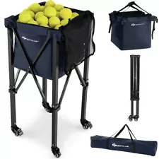 Teaching Tennis Ball Cart Foldable Lightweight Removable Bag w/Lockable Wheels