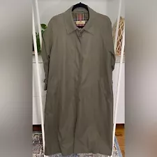 Henry White Ireland Classic Green Button Front Lined Trench Coat Size 10