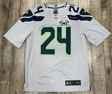 Seattle Seahawks Marshawn Lynch #24 Adult Small NFL Gray Nike Jersey SB49 XLIX