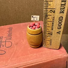 Miniature Dollhouse Wooden Barrel full of apples 5 Cents Each Sweet!!