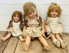 Vintage 1930S Composite Doll EARLY Antique Creepy 24” Lot Of 3 Dolls Collectible