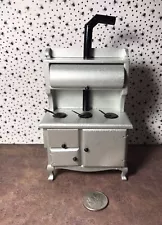 Dollhouse Miniature Silver Old Fashion Kitchen Wood Stove L@@K