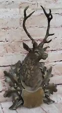 Handmade Bronze Deer Head Wall Plaque Sculpture for Home Cabin Office Deco Sale