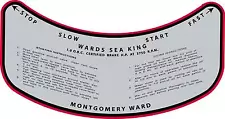 Vintage antique 1930s MONTGOMERY WARD SEA KING OUTBOARD MOTOR CONTROL 4" Decal