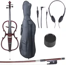 Cecilio CECO-1DW Ebony Electric Silent Metallic Mahagony Cello in Style 1, 4/4-