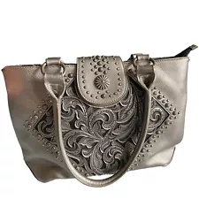 Womens - American Bling Shoulder Bag / Purse - Silver Studded