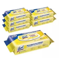 Lysol Disinfecting Wipes, Lemon & Lime Blossom 6 Pack Wipes, 80 Count Per Pack