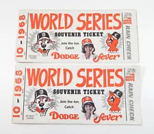 Lot of (2) 1968 Detroit Tigers World Series Jumbo Souvenir Ticket Stickers