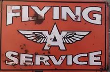 Flying A Service 8" X12" Weathered Look Metal Sign