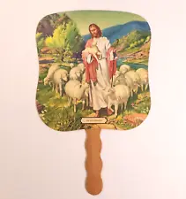 The Good Shepherd Paper Fan Advertising Main and Frame Funeral Home Vintage