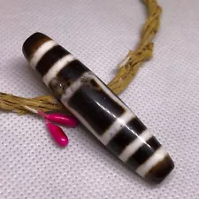 Antique Magic Power Tibetan Old Agate *Heaven Earth* Amulet Dzi Bead D103