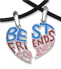 Light Cut Out - Best Friends Forever BFF Split Heart Friendship Pendant Necklace