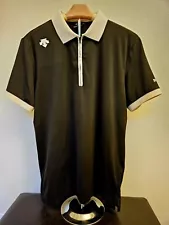 Descente Golf Polo Shirt Black & White Quarter Zip Size -M-