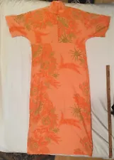 Las Hojas Designs Vintage Womens Medium Shift Dress Orange Floral Puetro Rico