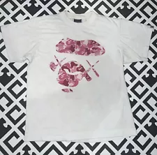 BAPE × kaws ABC camo Pink Big face T-shirt NIGO White A Bathing Ape Size M