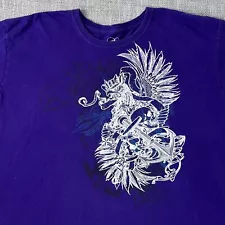 Y2K Ocean Pacific Eagle Wings Skull T Shirt Boxy 2XL Purple Skater Surfer Grunge