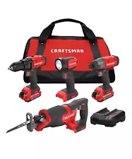 Craftsman V20 Max 4-Tool Power Tool Combo Kit with Soft Case - Black/Red...