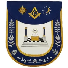 Masonic MASTER MASON BLUE LODGE APRON - ALTAR, SUN, MOON & PILLARS Freemason