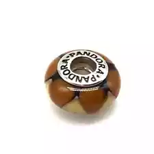 Pandora Retired Captivating Amber Orange Yellow Brown Murano Glass Bead Charm