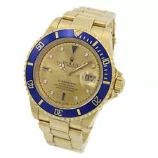 Rolex OP Submariner Mens 18k Watch Ref 16618 Serti Dial Blue Bezel #W115955-1