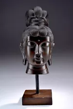 New ListingVintage Large Bronze Finish Metal Buddha Head Bust Statue - Nice Patina 13.5"