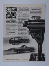 1983 Subaru GL 4 Wagon Wheel Drive Automatic Vintage Original Print Ad 8.5 x 11"